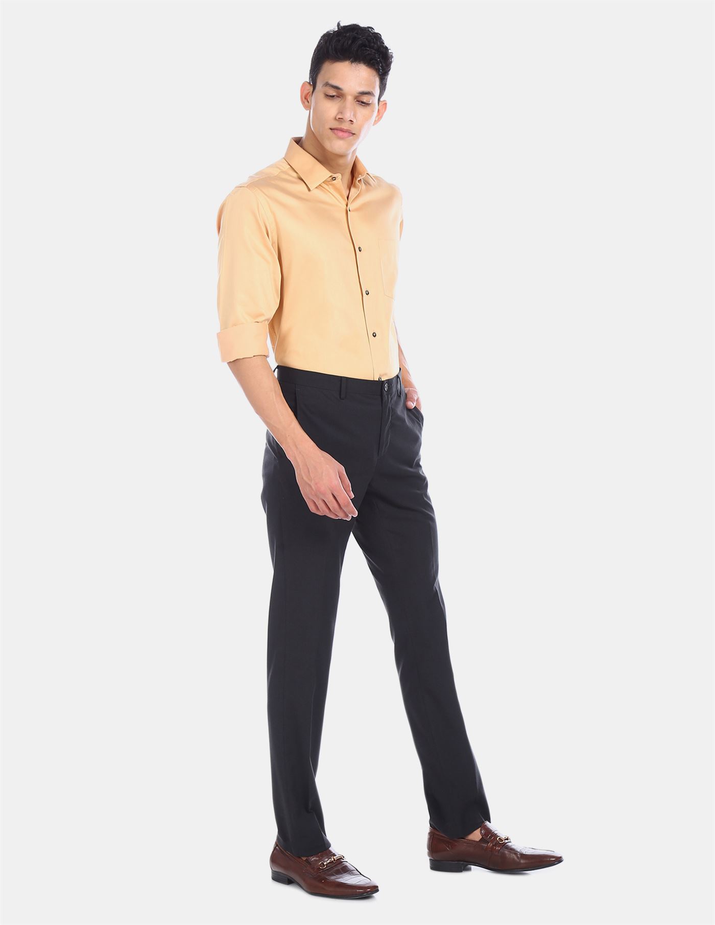 Arrow Men Formal Wear Gold Shirt